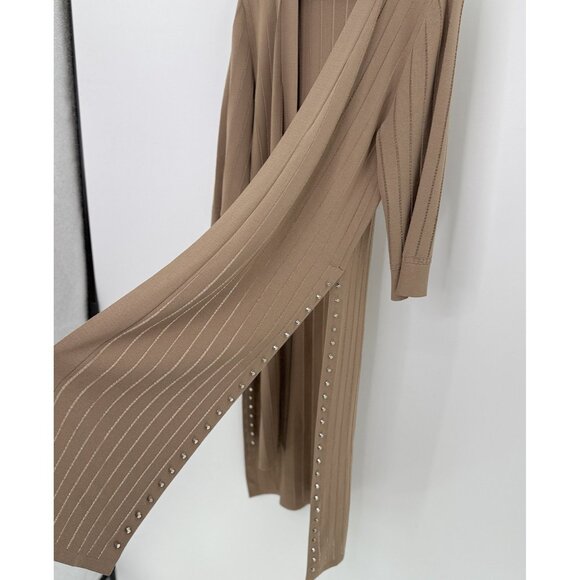 Joseph Ribkoff Studded Brown Bride Cover-Up Duster Cardigan Sz L Preppy Coastal - Picture 5 of 10